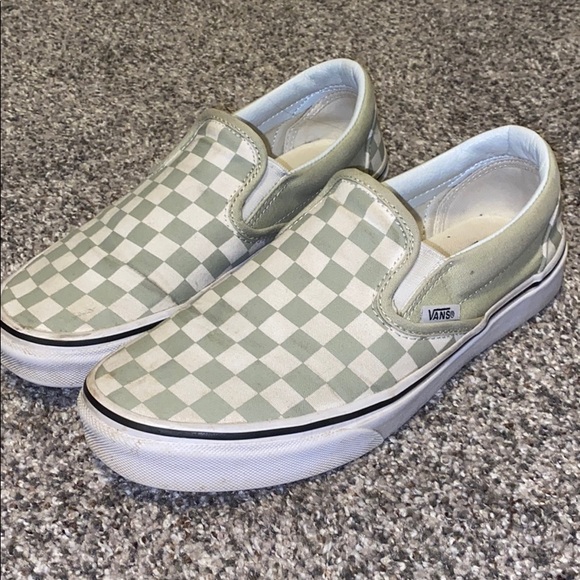 mint green checkered vans